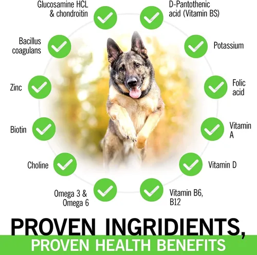 Vista 4 de IE - Multivitaminas para perros 4 en 1 Apoyo para las articulaciones, salud inmunológica, salud de la piel y el corazón Apoyo