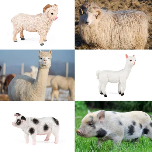 Vista 3 de SIENON Juego de 12 piezas de figuras de animales de granja, mini juguetes de plástico realistas para niños, juego educativo de animales de granja