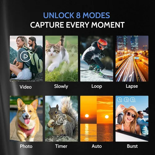 Vista 5 de Cámara digital 5K, cámara de doble pantalla con zoom digital de 18X, cámara compacta de vlogging para adolescentes, paquete de regalo