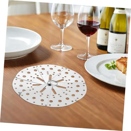 Vista 4 de Cabilock Tapa de acero inoxidable para hervir sobre la tapa multifuncional para olla cocina cubierta antiderrames plegable fácil de limpiar