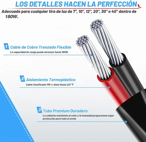 Vista 4 de Mictuning - Kit de arnés para barra de luz, relé de fusibles e interruptor impermeable.