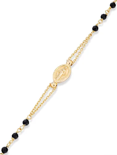 Vista 4 de Miabella Oro de 18 quilates sobre plata de ley italiana hecha a mano con espinela negra natural, collar de cruz con cuentas laterales para mujeres