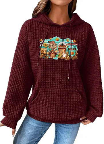 Vista 141 de SHAOBGE Sudaderas con capucha de gran tamaño para mujer, sudaderas con capucha para entrenamiento, suéteres casuales y cómodos trajes de moda
