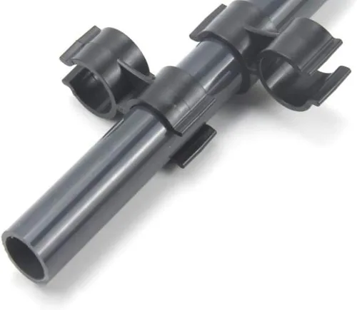 Vista 9 de 20 abrazaderas negras de doble puerto para tubería de 0.984 in/1 pulgada de diámetro, conector de poste de estante de cadena, abrazaderas de panel