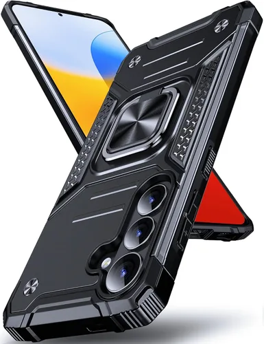 Vista 18 de DASFOND Diseñada para funda Galaxy S8 con soporte, anillo metálico giratorio mejorado de 360°, soporte kickstand de grado militar, resistente a