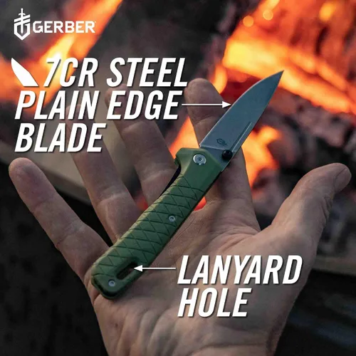 Vista 4 de Gerber Gear Zilch - Cuchillo plegable de hoja de borde liso de 3.1 pulgadas, equipo y equipo EDC, color marrón coyote