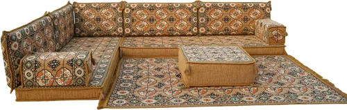 Vista 44 de arabicsofa Juego de Sofá Majlis Árabe de Esquina en Forma de L – Cojín Modular de Piso con Almohadas de Respaldo