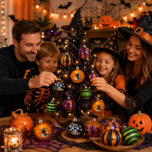 Vista 2 de Valery Madelyn Decoraciones de árbol de Halloween, adornos de 16 quilates