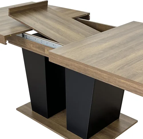 Vista 6 de Henf Juego de mesa de comedor extensible de 78 pulgadas para 6 mesas rectangulares de madera de 7 piezas con 6 sillas tapizadas de terciopelo, mesa
