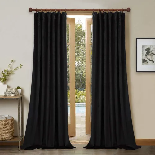 Vista 31 de StangH Cortinas 100% opacas, color beige, terciopelo suave y grueso, cortinas para ventana de dormitorio, forro blanco, cortinas con aislamiento