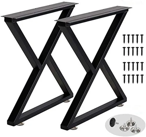 Vista 8 de Patas rectangulares industriales de metal de 16 pulgadas de altura, patas de banco de metal para mesa, diseño moderno de mediados de siglo, juego