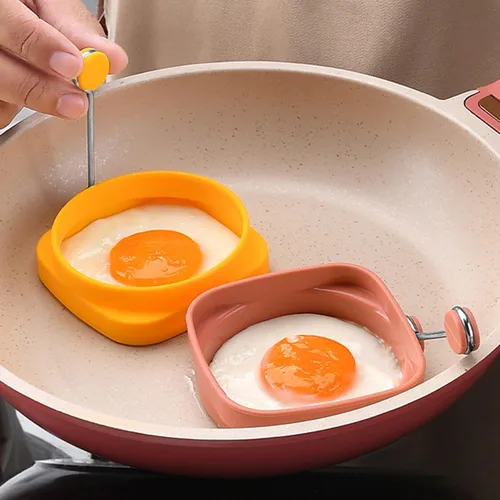 Vista 4 de Yelleow - Molde para freidora de huevos fritos de doble cara de grado alimenticio flexible de grado alimenticio para el hogar, anillo de huevos