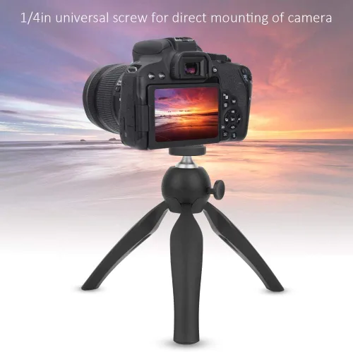 Vista 4 de Mini trípode, 14.5cm/5.7in Altura de trabajo Mesa Pequeño Teléfono Trípode Montaje en Trípode Cámara Web Soporte Live Steming Trípode, Negro