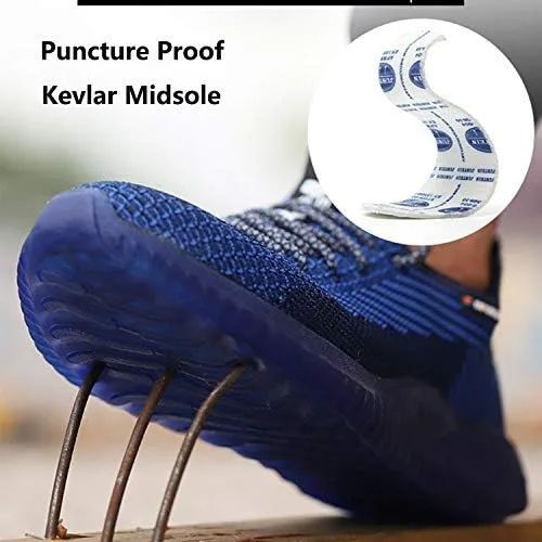Vista 4 de SUADEX - Zapatos de trabajo indestructibles con punta de acero para hombres y mujeres, ligeros, a prueba de punciones, ventilados