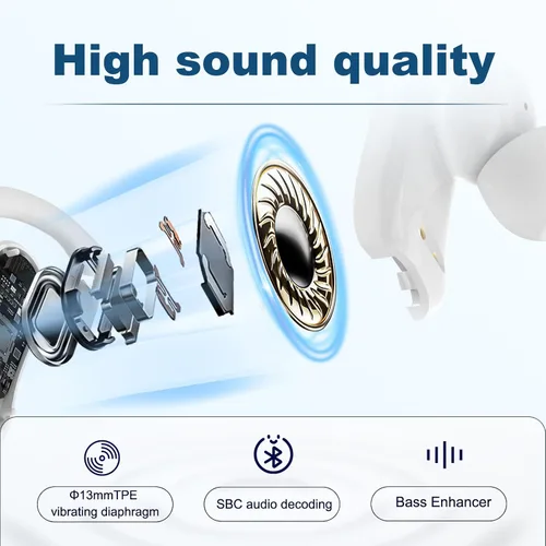 Vista 2 de redbeat Auriculares Bluetooth inalámbricos de oreja abierta, auriculares de conducción de aire con graves profundos, IPX4 impermeables con gancho