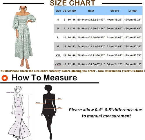 Vista 7 de NIUQI Vestido midi bohemio a cuadros para mujer cuello cuadrado hombros descubiertos manga abombada fruncido escalonado con volantes