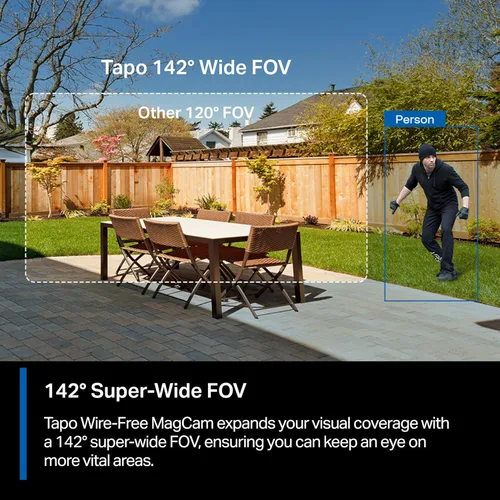Vista 3 de Tapo MagCam, 2025 Wirecutter Mejor cámara de seguridad para exteriores y elección de editores PCMag, 2K, batería, cámara inalámbrica de montaje
