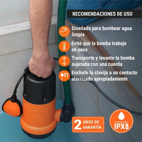 Vista 6 de TRUPER BOS-3/4LP Bombas de agua limpia sumergibles 3/4Hp (560 w)