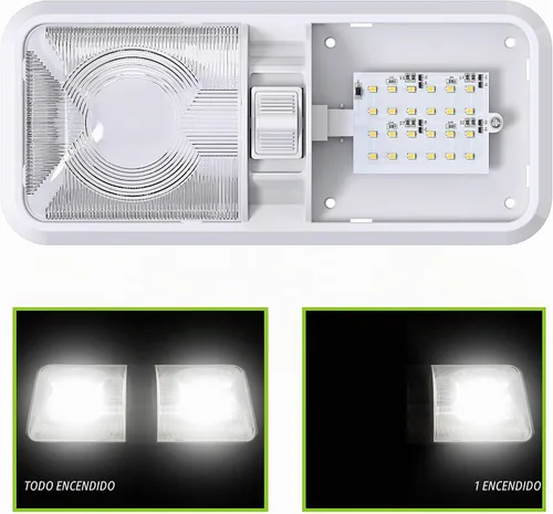 Vista 4 de Aplique de luz LED para techo de RV con doble cúpula y interruptor de encendido/apagado para iluminación interior de coche/RV/remolque/camper/barco