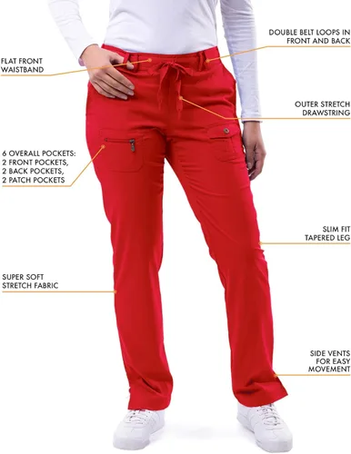 Vista 4 de Adar Pro Breakthrough Plus - Conjunto de uniforme médico para mujer, parte superior con cuello en V mejorado y pantalones con múltiples bolsillos