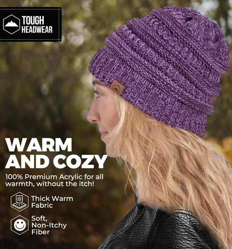 Vista 58 de Gorro de punto para mujer, cálido y suave, elástico, para clima frío de Tough Headwear