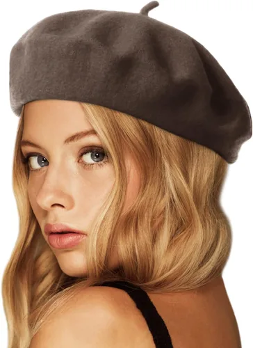 Vista 22 de Wheebo Boina de lana, color sólido, estilo francés, gorro cálido de invierno para mujeres y niñas Albaricoque