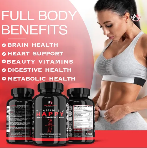Vista 8 de THE ENCLARE NUTRITION Vitamina B12 - Complejo de vitamina B con vitamina C, biotina, inositol, ácido fólico, vitaminas B, vitaminas B1, B2, B3, B4