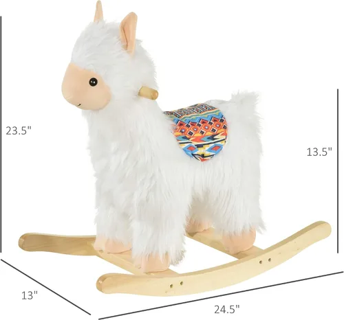 Vista 7 de Qaba Juguete de caballo mecedora para niños, estilo llama, tela de felpa suave para niños de 3 años en adelante