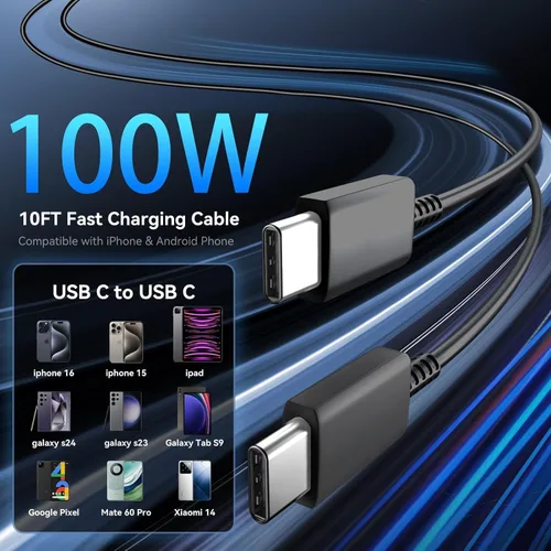 Vista 6 de Cargador para teléfono 17 Pro Max de carga rápida, cargador USB C de 40W con cable de carga tipo C de 3.05 metros para iPhone 17 16 15 Pro Max/17 16