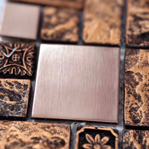 Vista 6 de Muestra de azulejo de pared de Backsplash de mosaico de resina metálica