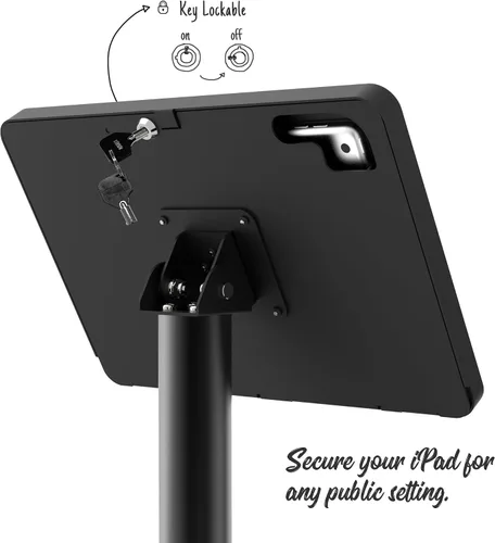 Vista 3 de Soporte de piso para tableta compatible con iPad 7 8 9 de 10.2 pulgadas, rotación de metal con cerradura para tableta+poste de aluminio+base