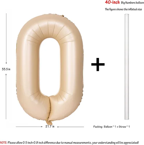 Vista 3 de Globos de 40 pulgadas con números de caramelo, papel de aluminio de helio, globos de látex de Mylar para fiesta de cumpleaños, decoración digital 0