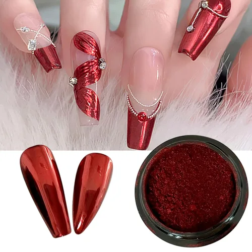 Vista 8 de Polvos holográficos de espejo para uñas, efecto dorado cromado, lentejuelas de polvo metálico puro, gel UV, pigmento de polvo cromado negro
