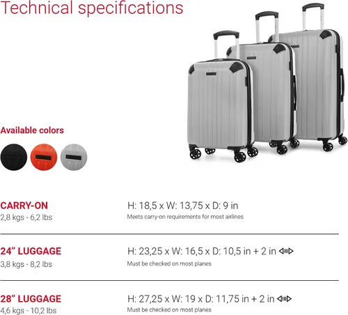 Vista 6 de Swiss Mobility PVG Collection - Juego de equipaje rígido de 3 piezas, maletas expandibles con ruedas giratorias de 360 grados, mango retráctil
