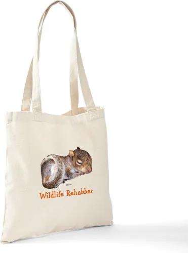 Vista 7 de CafePress Bolsa de compras de lona beige natural reutilizable para rehabilitación de ardillas