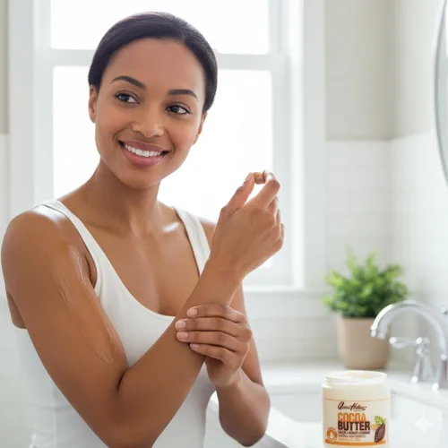 Vista 6 de Queen Helene Crema de Manteca de Cacao para Cara y Cuerpo – Fórmula Extra Rica Hidratante para Piel Seca Suaviza, Alisa y Restaura la Radiancia