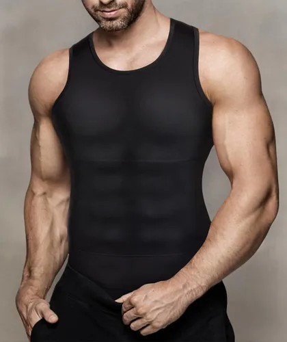 Vista 7 de Camiseta de compresión para hombre, adelgaza y moldea el cuerpo - chaleco de entrenamiento, camiseta de tirantes, para marcar abdominales, camisetas