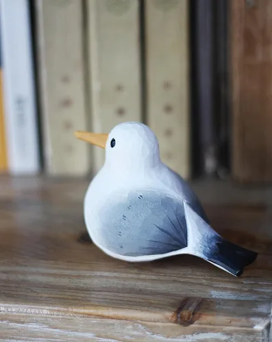 Vista 6 de Figura de pájaro gaviota tallada a mano en madera, pequeña decoración de pájaro para el hogar, estatua de pájaro para decoración de estante (gaviota)