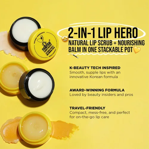 Vista 5 de Dr. PawPaw - Exfoliante Labial y Bálsamo Labial Dúo - Bálsamo Labial Hidratante con Pawpaw, Aloe, Aceites de Oliva y Ricino - Exfoliante Labial