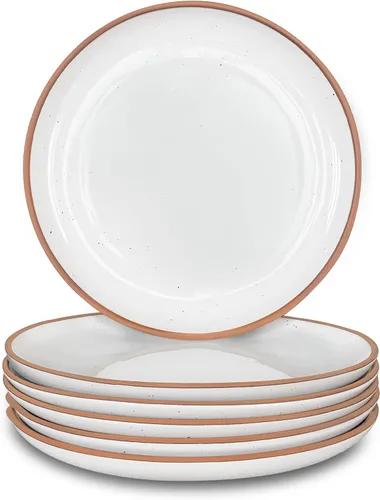 Vista 10 de MORA Ceramic Artisan - Juego de 6 platos mate de 7.8 pulgadas, para postre, ensalada, aperitivo, cena pequeña, etc. Apto para microondas, horno