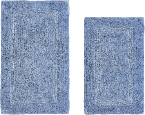 Vista 451 de Better Trends - Juego de 2 alfombras de baño 100% algodón, extra suaves, con borlas, de 17" x 24", alfombra de baño superabsorbente y reversible