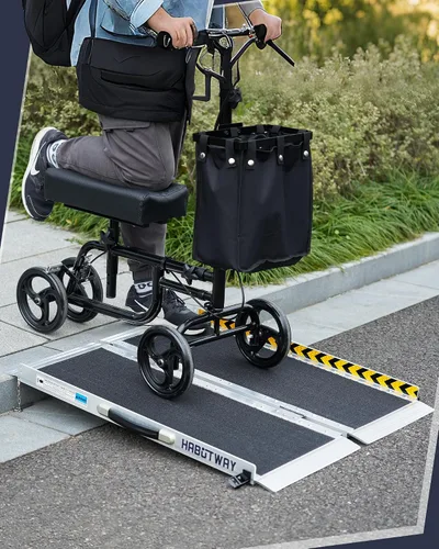 Vista 8 de HABUTWAY Rampas para sillas de ruedas de 3 pies para escalones del hogar, rampa portátil para sillas de ruedas con capacidad de hasta 800 libras