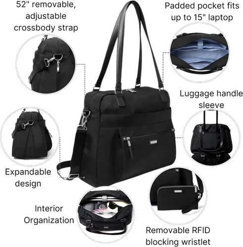 Vista 5 de Baggallini Overnight Expandable Laptop Tote with RFID Phone Wristlet