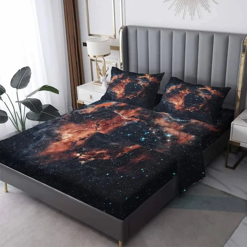 Vista 8 de Galaxy Sheets - Juego de sábanas de tamaño individual, sábanas de microfibra suave y bolsillo profundo, sábanas y fundas de almohada estampadas sin
