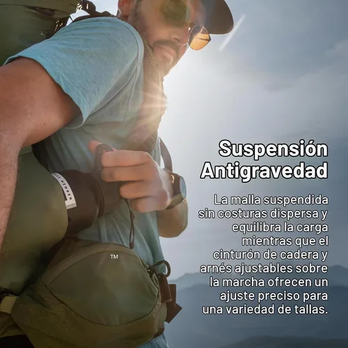 Vista 3 de Osprey Atmos AG 65L Mochila de mochilero para hombre, color negro, S/M