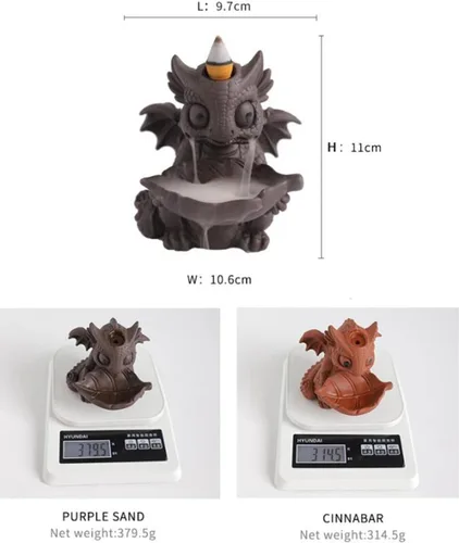Vista 6 de Creative Dinosaur Backflow Incienso Burner Humo Cascada Zen Room Incienso Joss Aromaterapia Incienso Titular