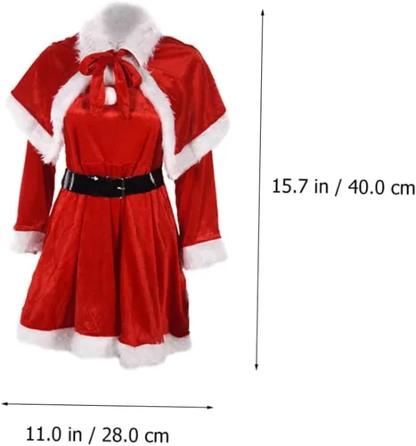 Vista 3 de KESYOO - Disfraz de Papá Noel para mujer, diseño de Papá Noel con gorro rojo y accesorios de cosplay