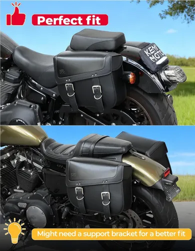 Vista 6 de kemimoto Alforjas para motocicleta, 30L de gran capacidad, bolsa de equipaje de piel sintética para motocicletas Sportster Softail Dyna V-star