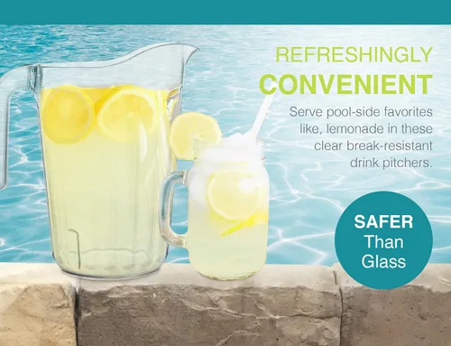 Vista 5 de Arrow - Jarra de plástico transparente, 60 onzas, diseño apilable que ahorra espacio, apta para lavavajillas, ideal para agua, cerveza y jugo, sin