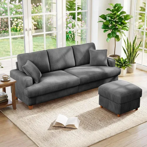 Vista 22 de Kidirect Silla de acento extragrande de 35.5 pulgadas, sillas de sala de montaje fácil, silla de lectura de pana para dormitorio, sillas de acento